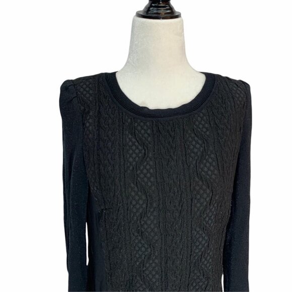 VINTAGE Elegant Prosper Black Sweater Textured Knit Tunic Top S - Picture 10 of 10